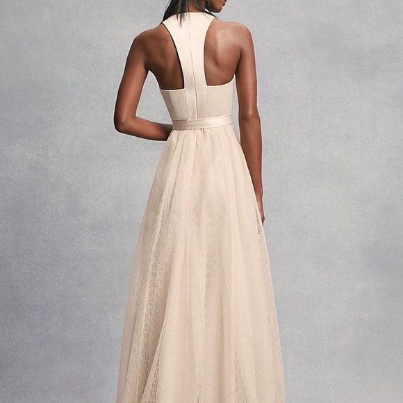 White by Vera Wang crepe and tulle t-back dress - Picture 3 of 4